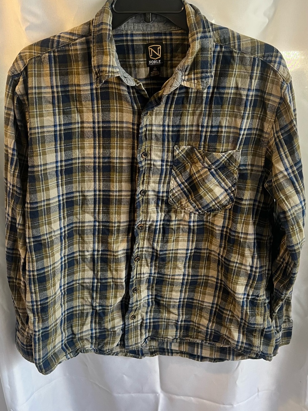 Plaid Cotton Button-Down Shirt - Blue & Tan